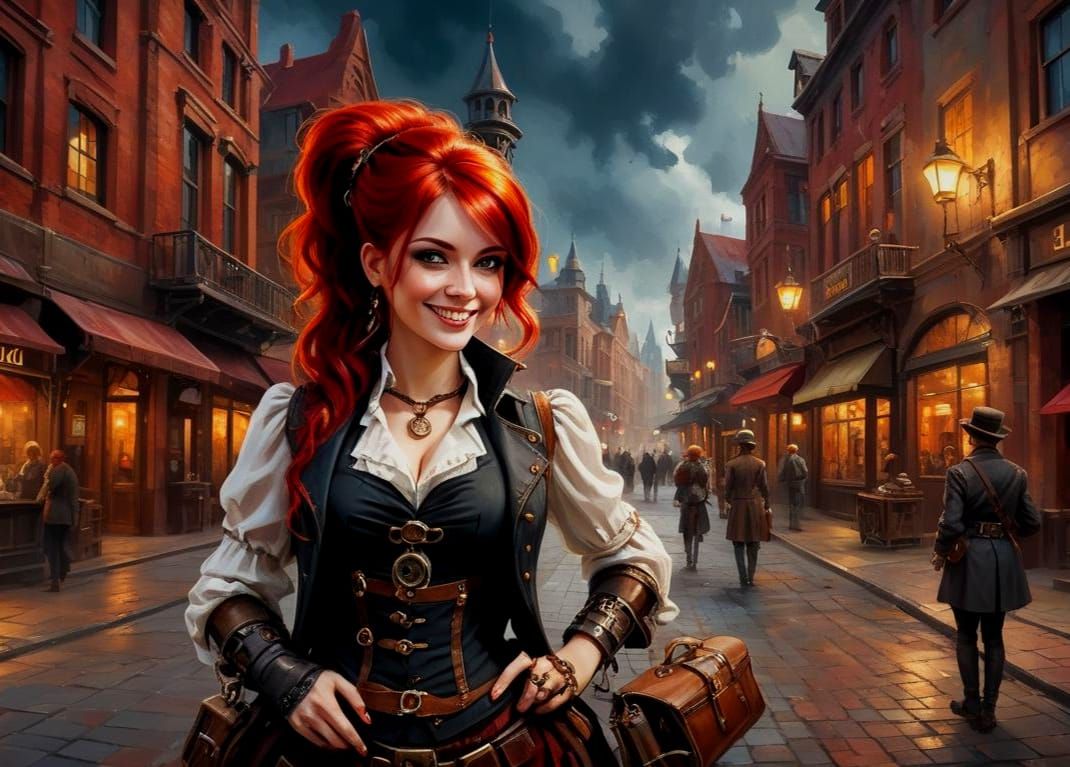 She smiles at you in Steam City