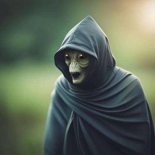 Hooded alien creature