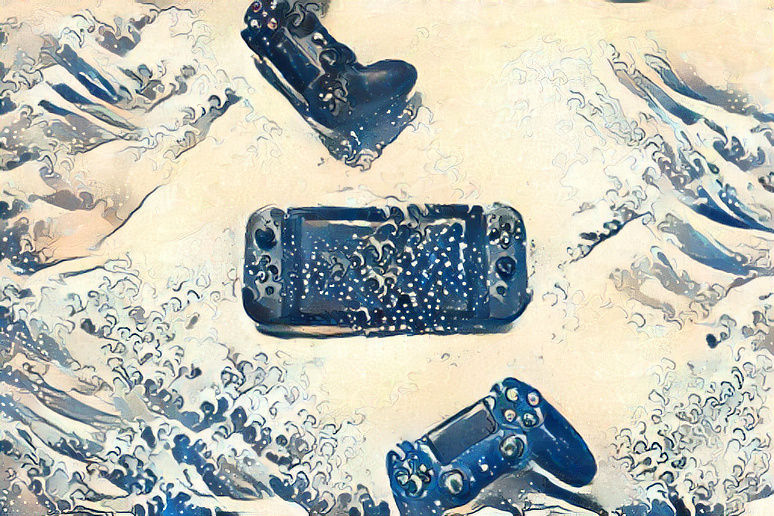 Nintendo Switch with the Great Wave