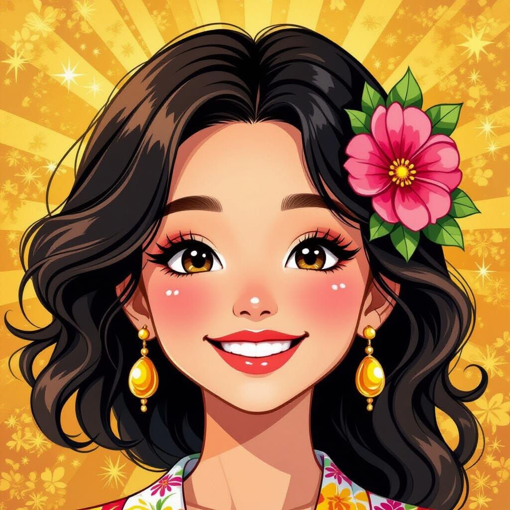 Radiant Smiling Face in Whimsical Pop Surrealism Style