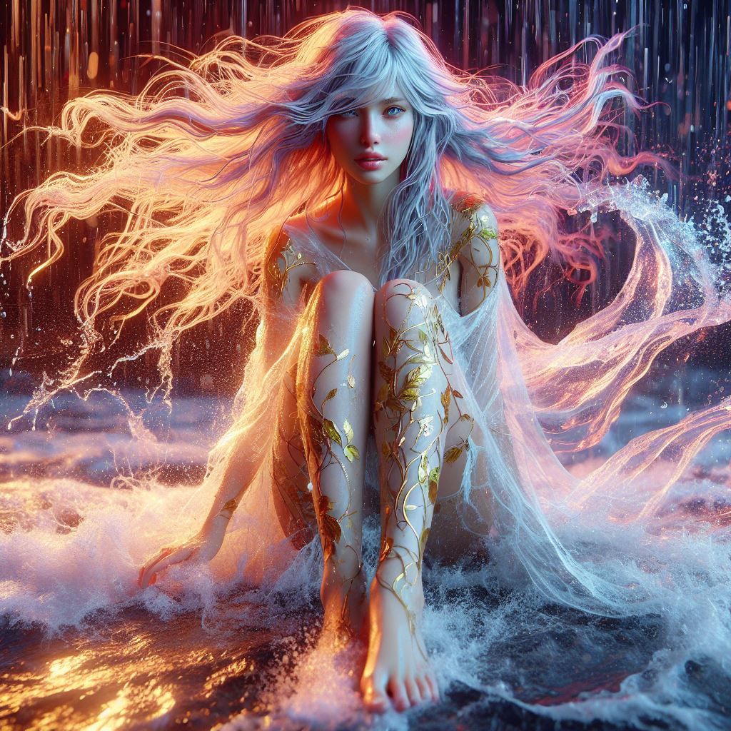 Sitting in the rain and waves