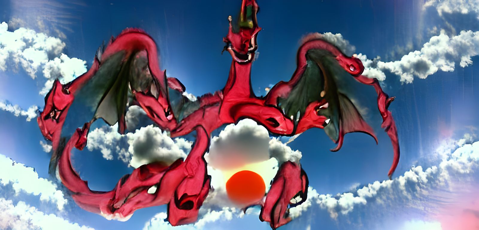 Red dragon in the sky - AI Generated Artwork - NightCafe Creator