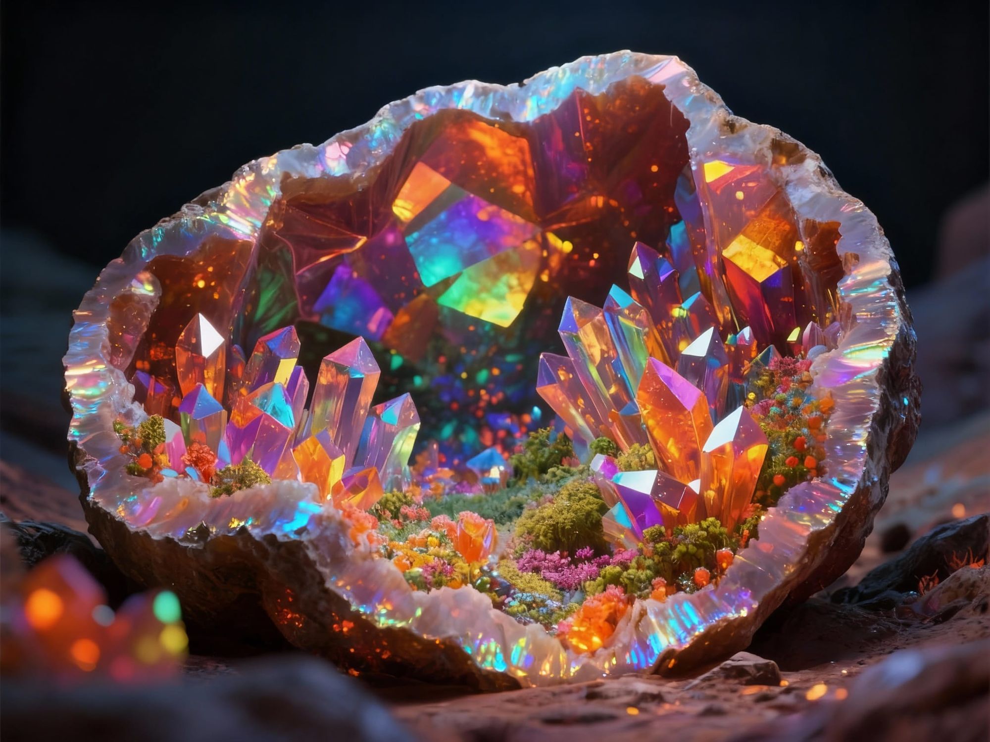 Iridescent Opal Geode