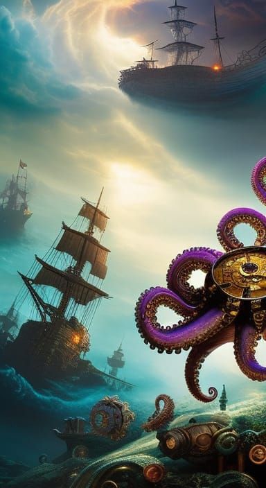 Pirate Ships Caught In Temporal Rift By Time Traveling Octop...