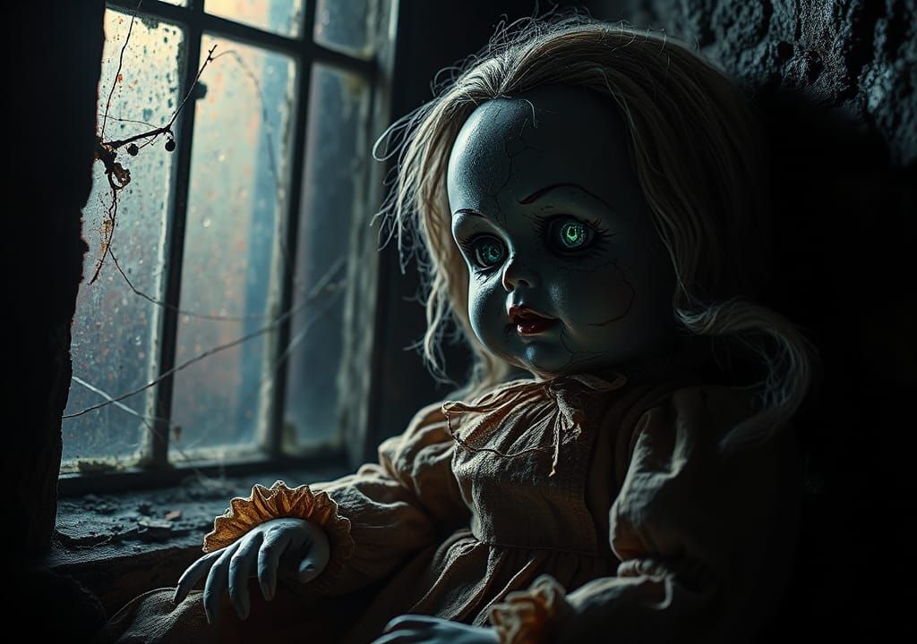 Cursed doll looking at the window  by @That cinema teacher