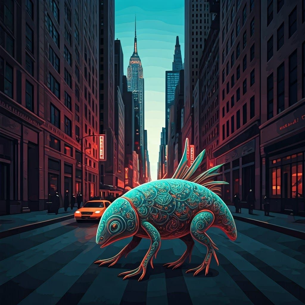 mythical creature walk the streets of New York 