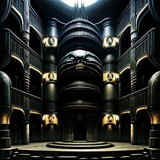 Surreal Wizards Castle in a Dark, Mystical Realm - AI Art