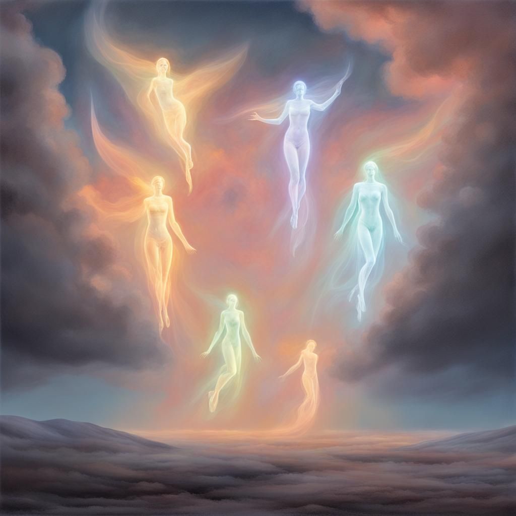 luminous glowing bodies in ethereal skyscape - AI Generated Artwork ...