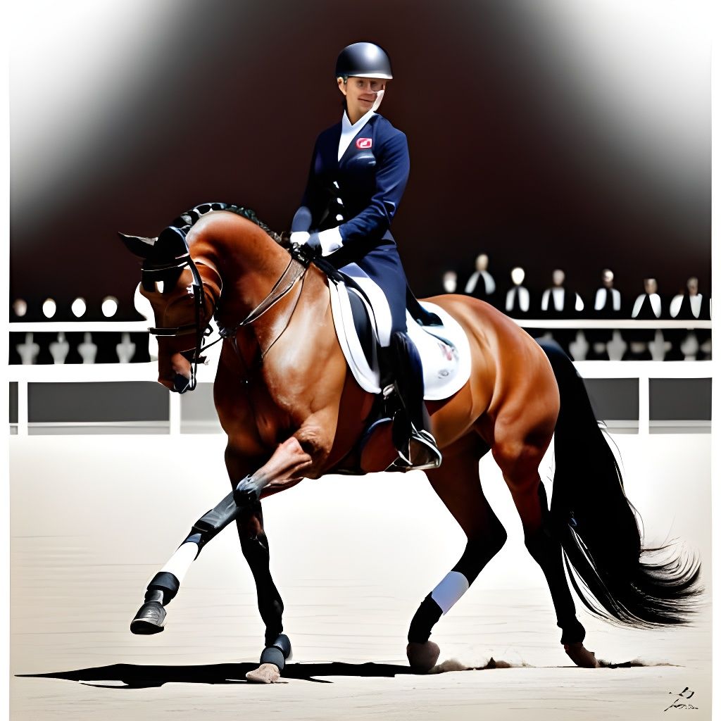 Horse and Rider in Olympic Dressage Arena  by @BinaryDragon