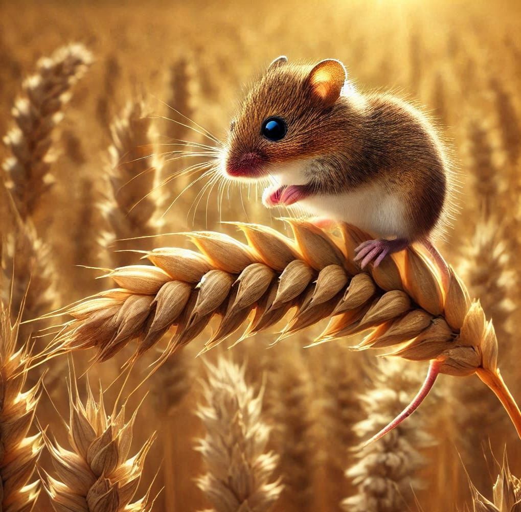 Harvest Mouse on Ear of Corn