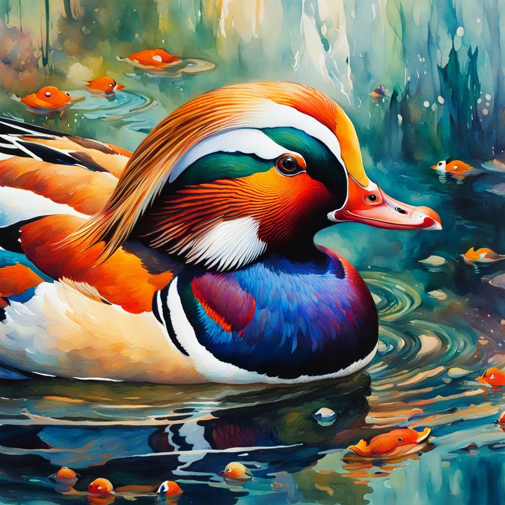 Mandarin duck - AI Generated Artwork - NightCafe Creator