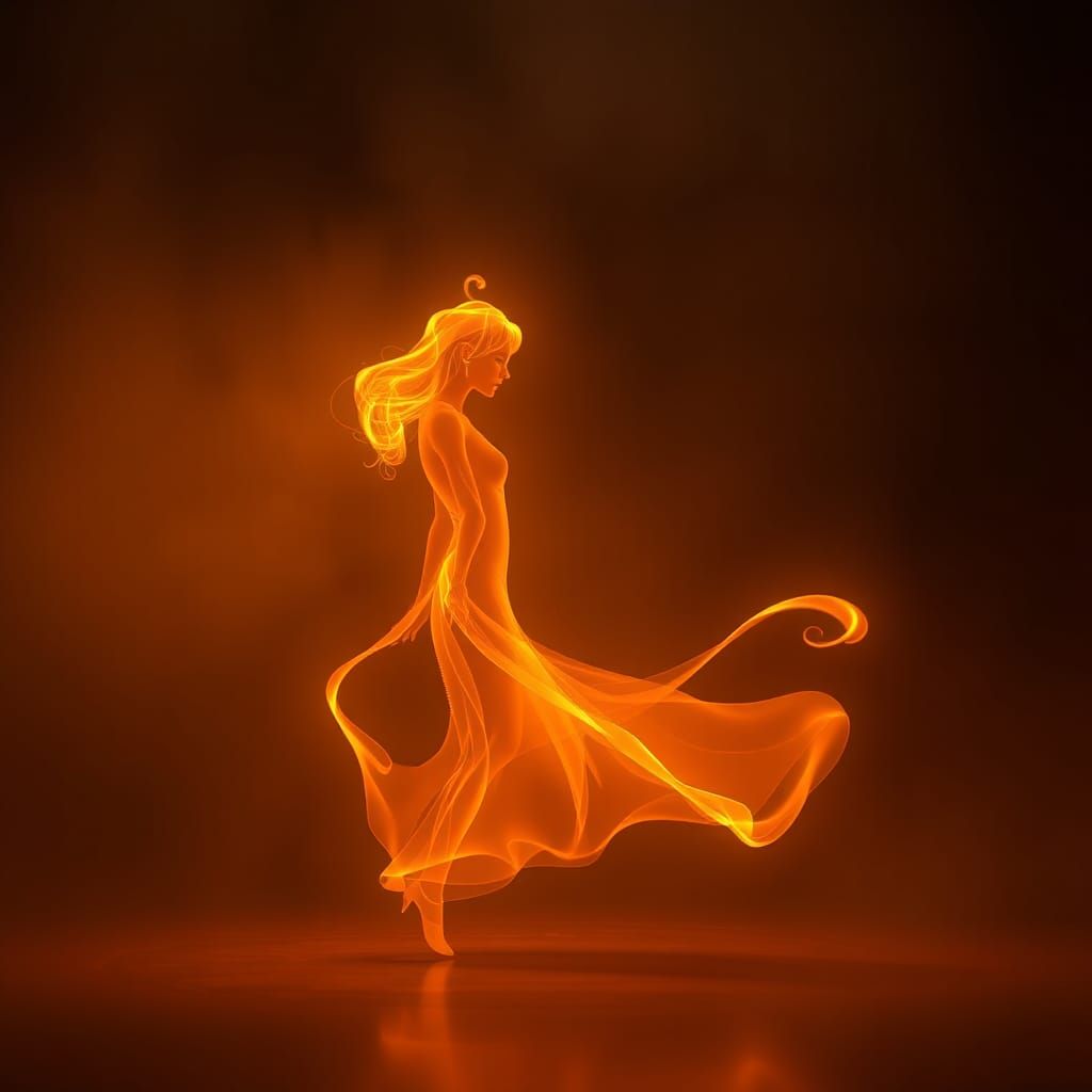 Ethereal Flame Dance in Golden Light