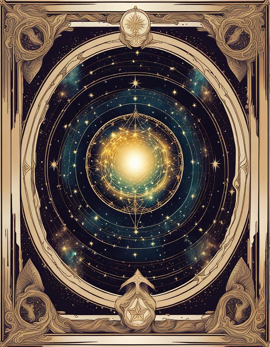 tarot card with an illustration of the astral plane. Mystici...