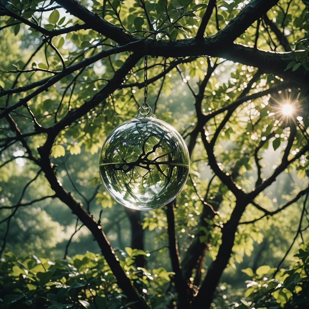 Glass Orb in Summer Sunlight: Cinematic Film Still