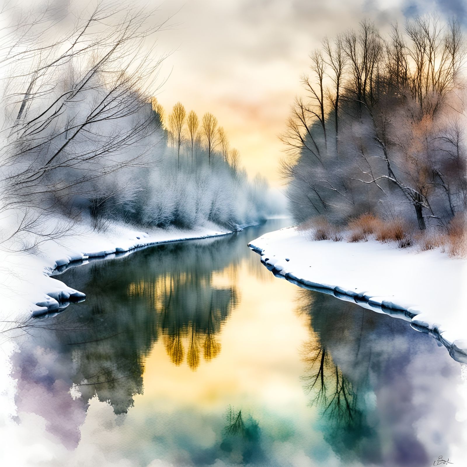 Winter Riverscape   by @GoosebumpArt