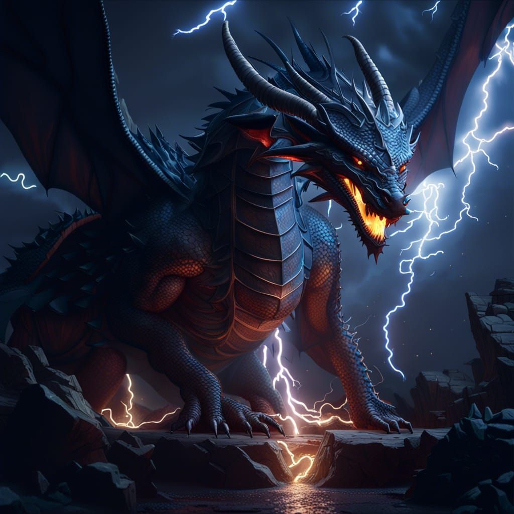 Dragon surrounded by lightning - AI Generated Artwork - NightCafe Creator