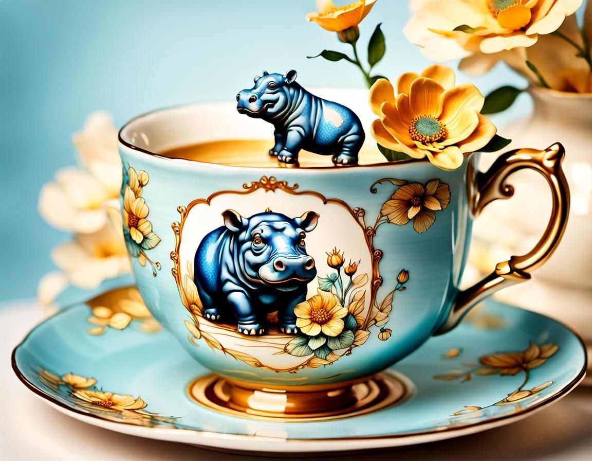 Hippopotamus emblazoned Teacup.