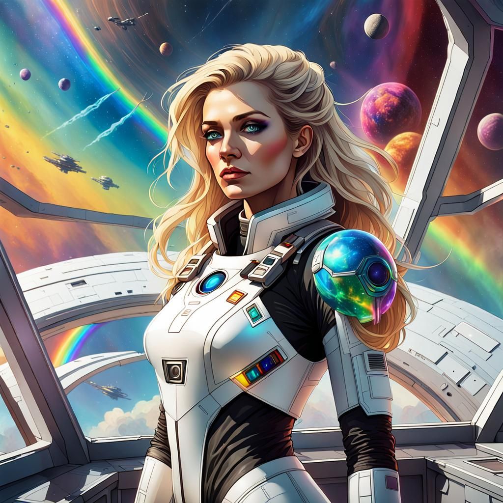 Beautiful womanin space
