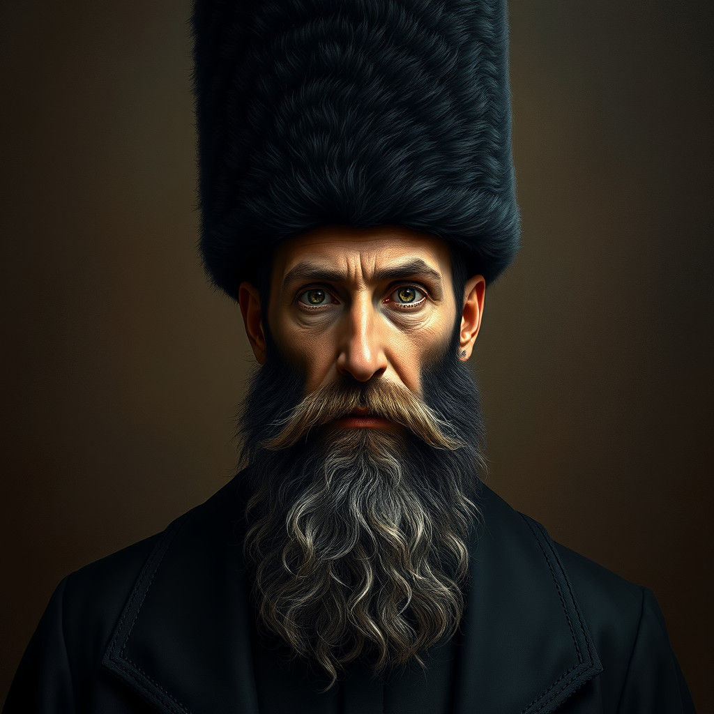 Rabbi Portrait with Shtreimel in Fantasy Realism Style