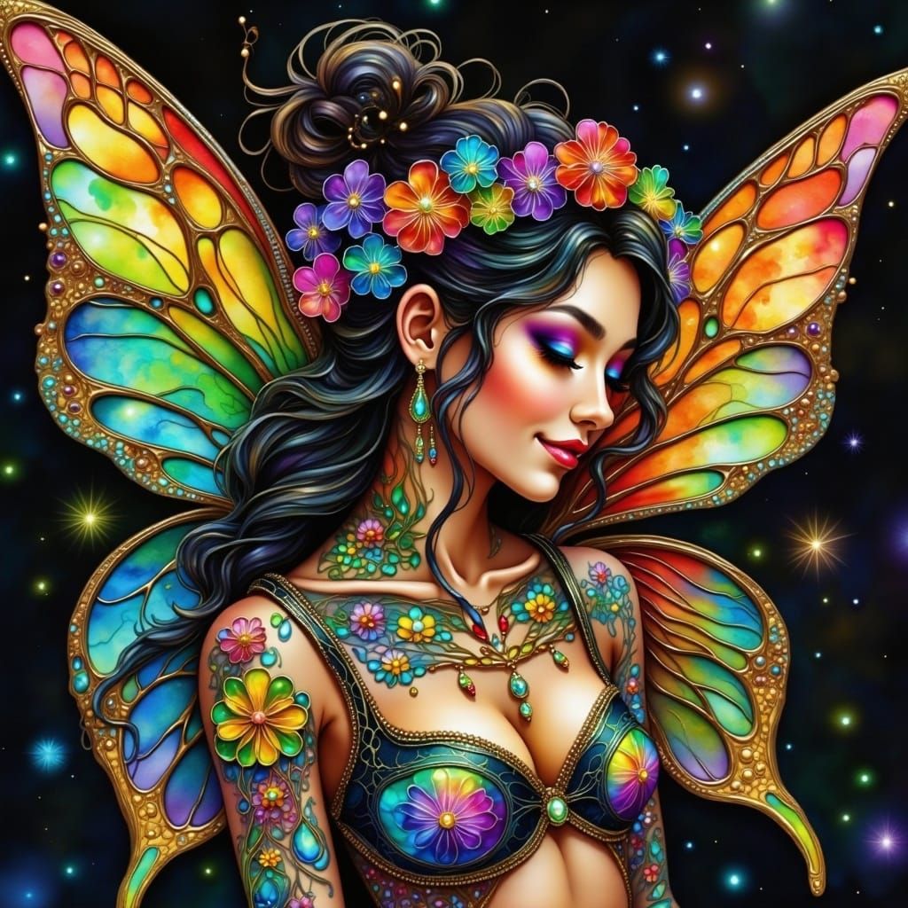 Fairy Portrait in Vibrant Colors and Intricate Details