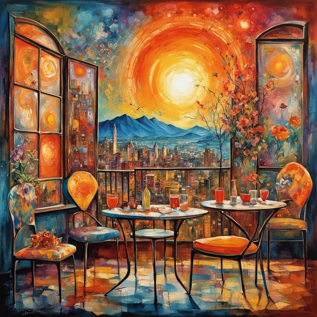 Colorful Cafe!   by @ArtMew94