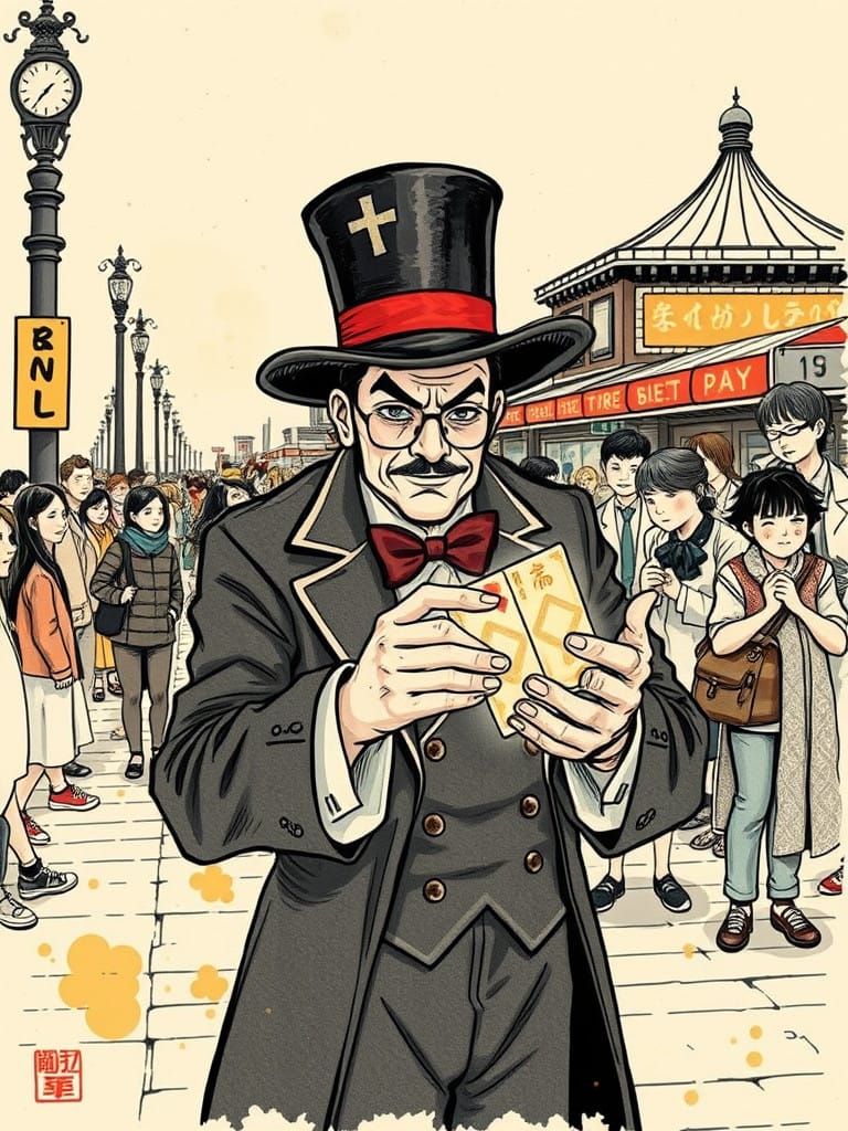 Charismatic Street Magician Enchants Busy Boardwalk Crowd