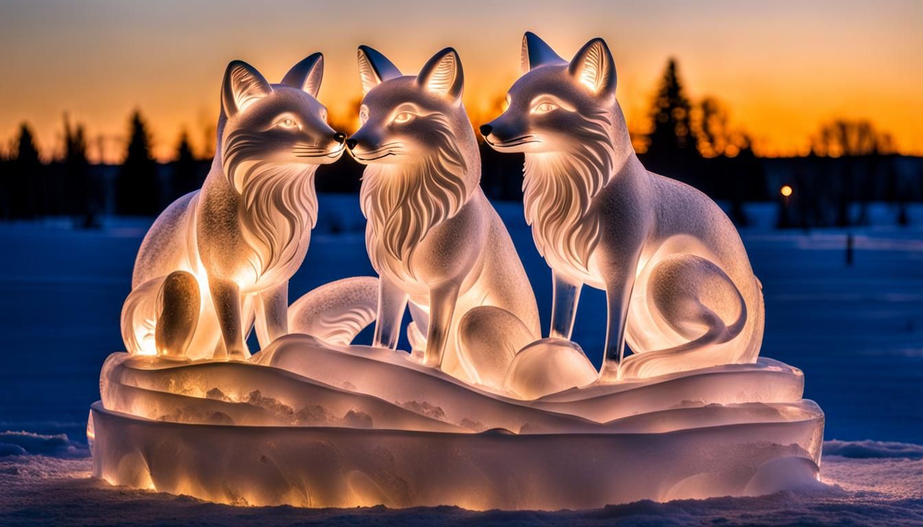 🧊 icy fox family 🦊❄️  by @moowokuorn