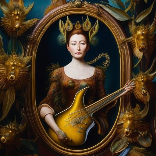Golden bassguitar the best Cryptid Taxidermy in budapest, 8k...