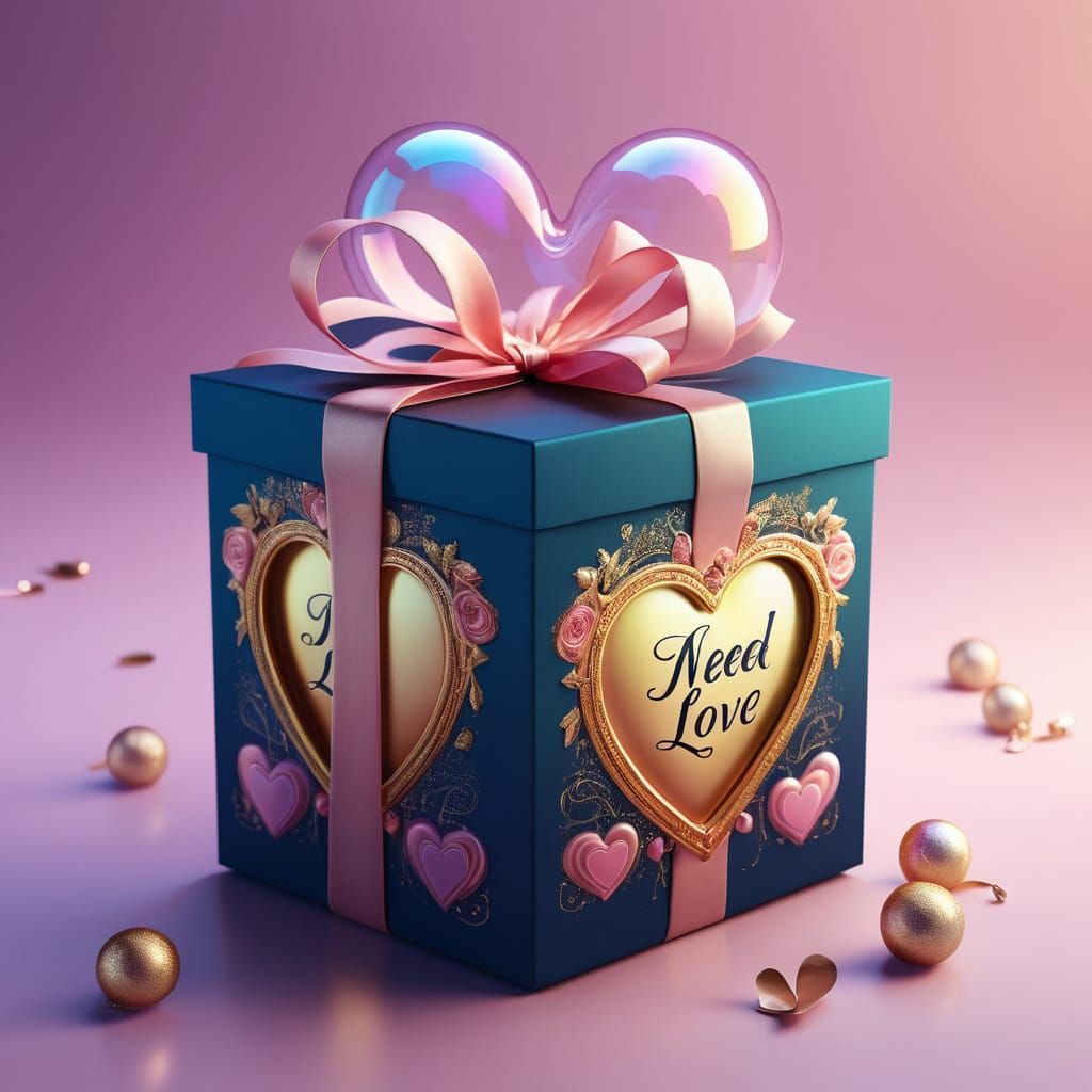 Whimsical Heart-Shaped Bubble in Pastel Pink Gift Box
