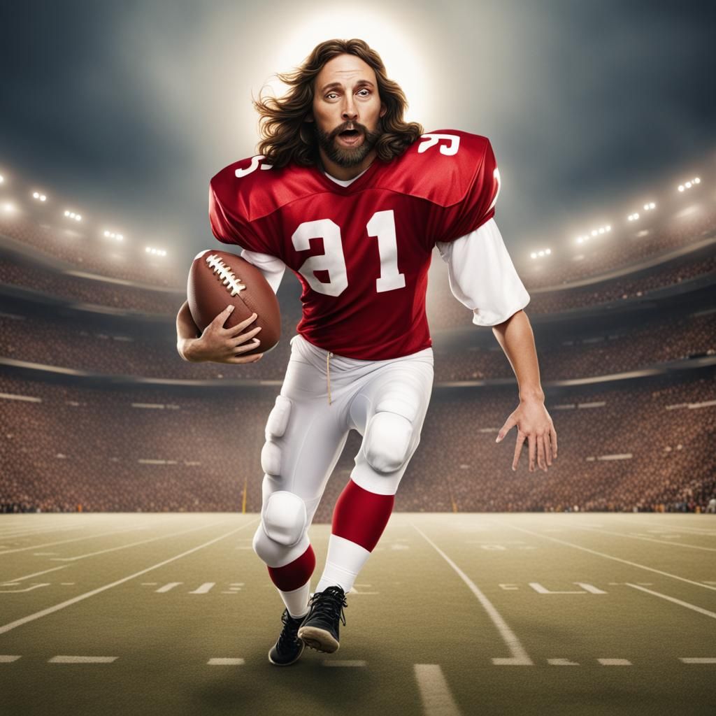 Jesus playing american football