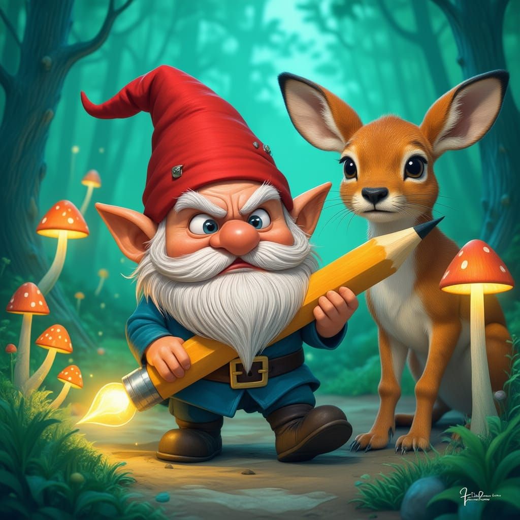 A grumpy forest gnome 