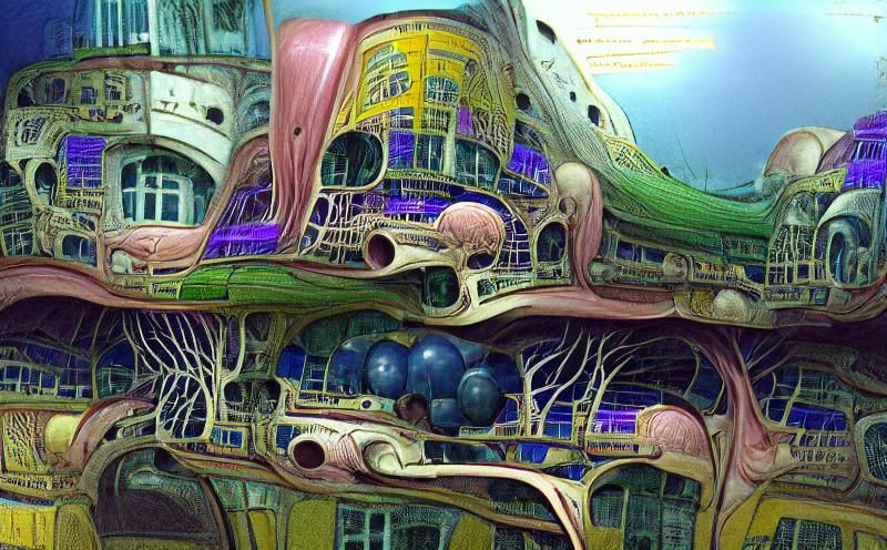 Alien Cybercafe Cityscape at Dusk