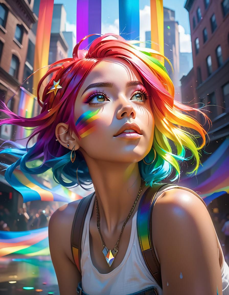 Little girl with rainbow hair.  by @DanAlice2713