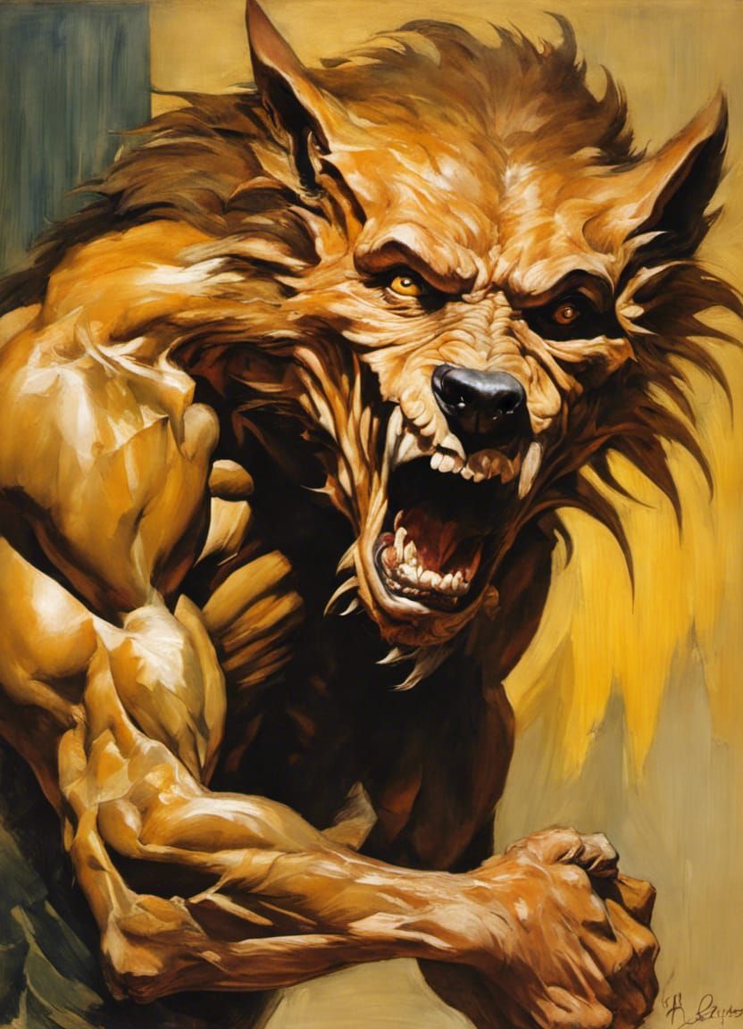 Cowering werewolf? AI Generated Artwork NightCafe Creator