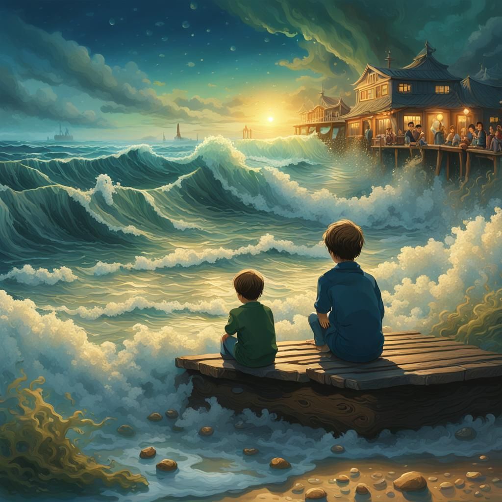 Boy Cries by Ocean as People Rush to Help