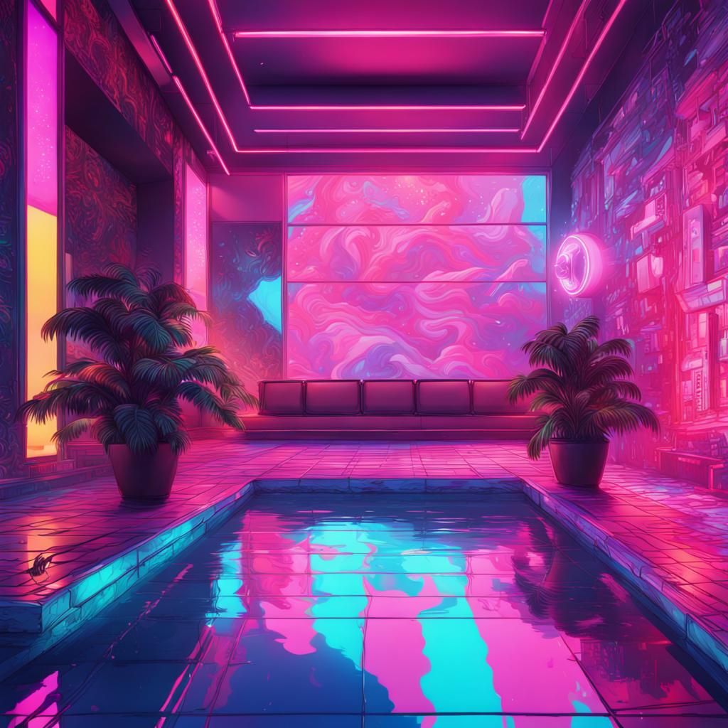 Vaporwave nightclub - AI Generated Artwork - NightCafe Creator