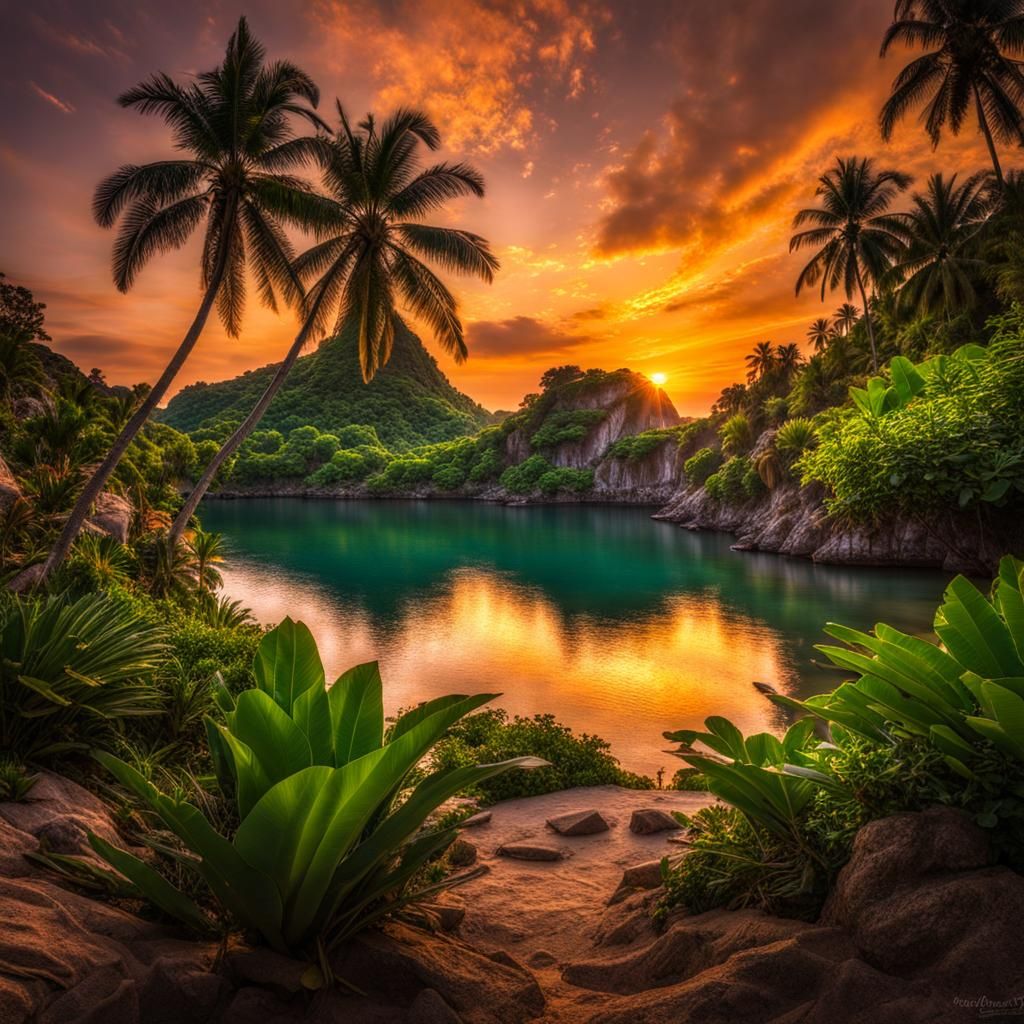 Sunset on secluded cove  by @Ebroin33