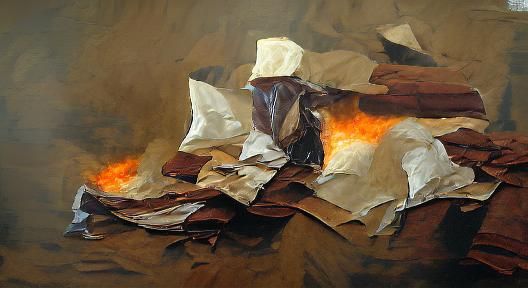 burnt paper oil painting by James Gurney