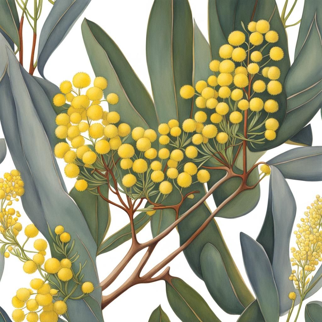 Acacia Wattle and Eucalyptus - AI Generated Artwork - NightCafe Creator