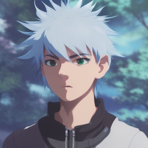 White haired anime boy
