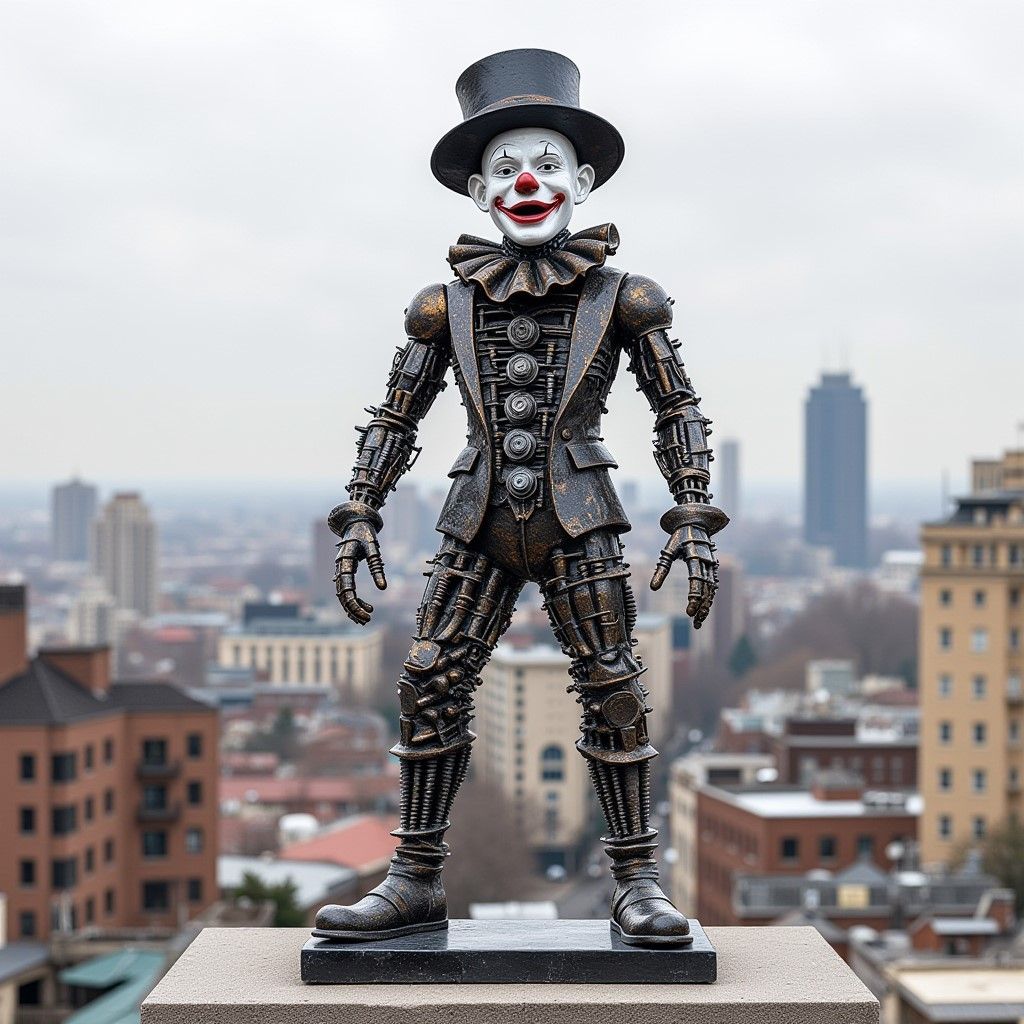 A Sculpture Of A Mime Clown