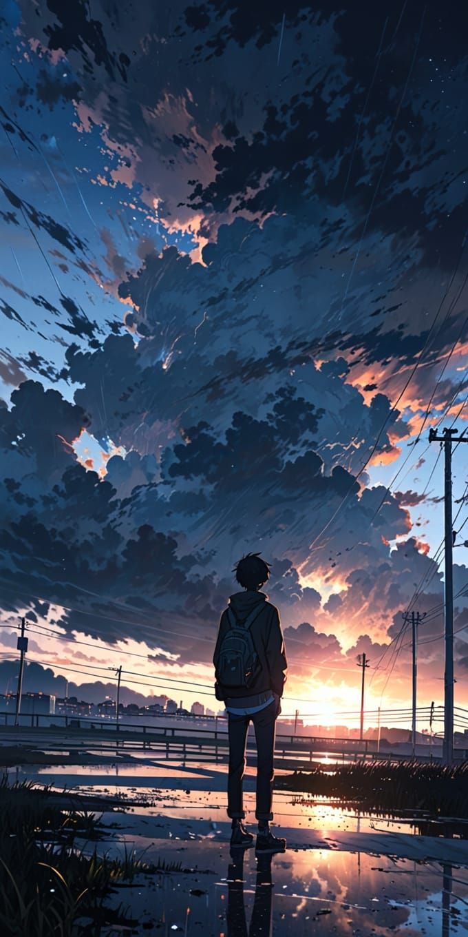 Evening light rain beauty-makoto shinkai inspired