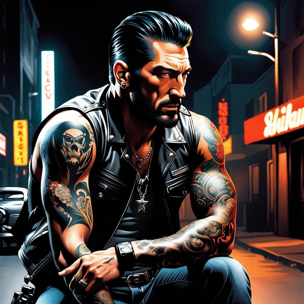 Biker with Tattoos