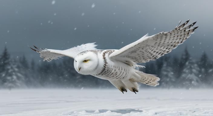 snowy owl in flight