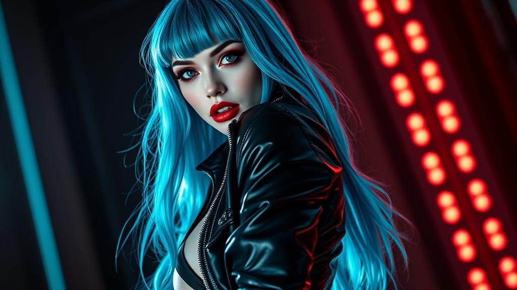 Cyber Gothic Goddess in Sparkling Latex Jacket