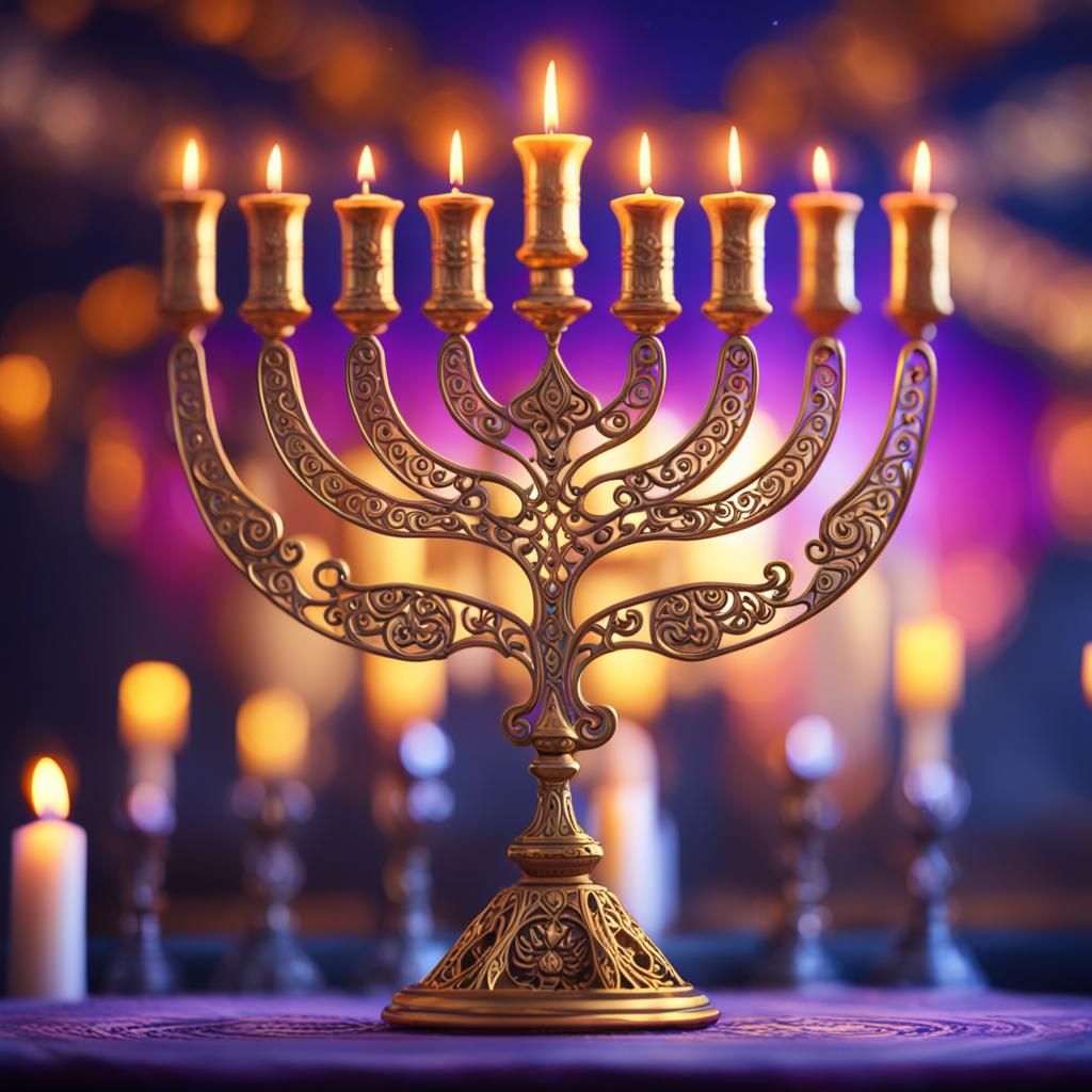 Luminous Hanukkiah in Velvet Opulence