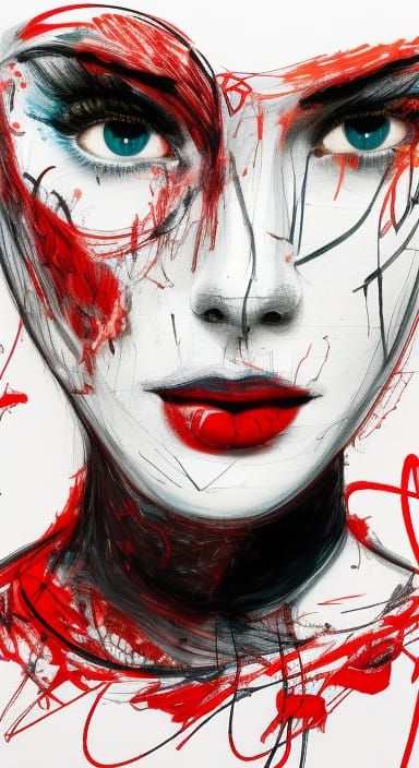 488 Red/Black/White Sketch