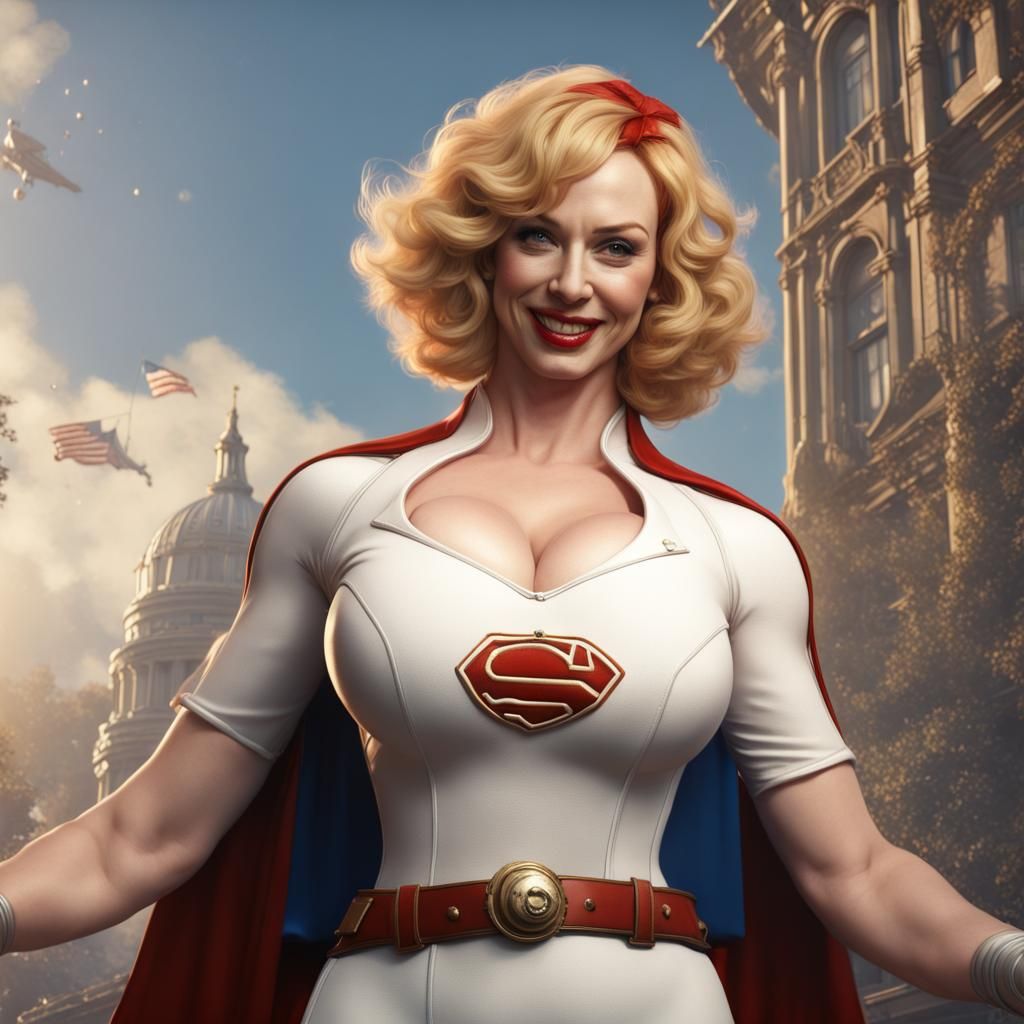 Christina Hendricks as Power Girl - AI Generated Artwork - NightCafe Creator