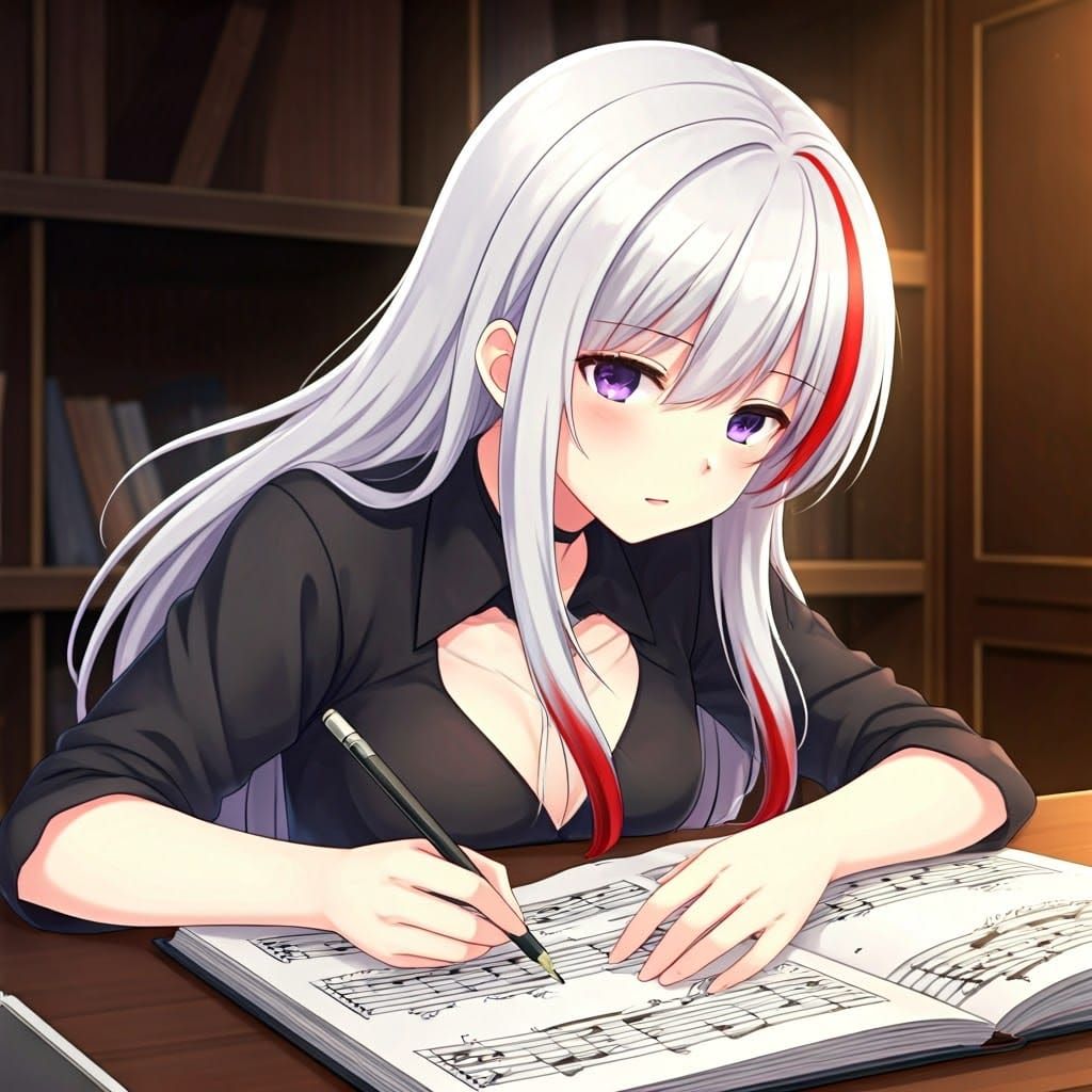 Ethereal Composer in Vibrant Anime Style