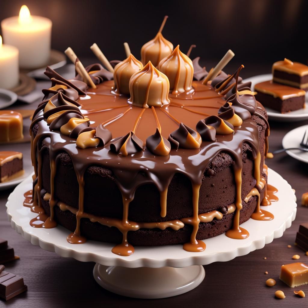 Chocolate and caramel cake